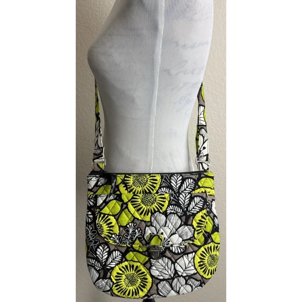 Vera Bradley Saddle Hipster Crossbody Bag Citron Floral Quilted Handbag NWT